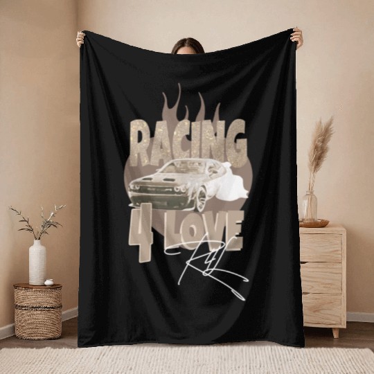 NASCAR Burning Heart R4L Brown Throw Blankets