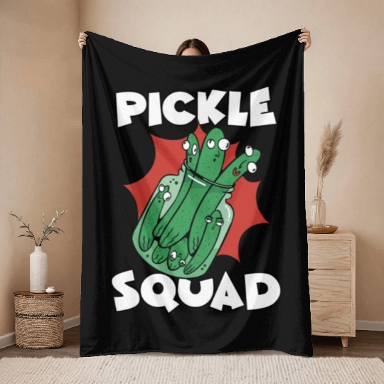 Pickle Squad Throw Blankets