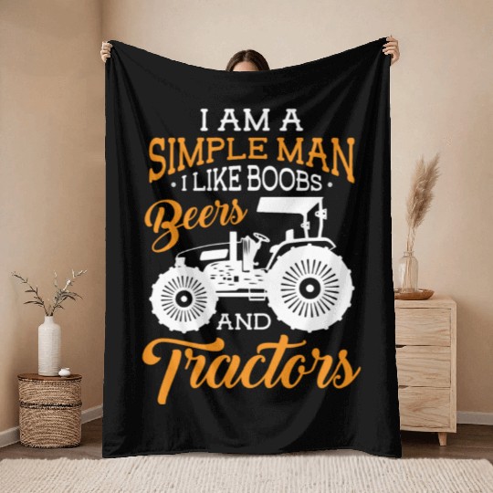 Tractor Agriculture Nature Tractors Throw Blankets