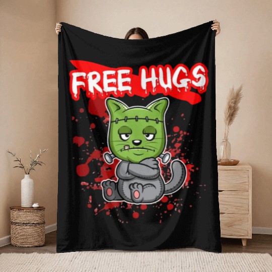 Free Hugs Halloween Sarcasm Scary Creepy Costume Throw Blankets