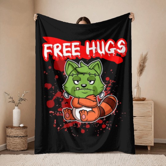 Free Hugs Halloween Sarcasm Scary Creepy Costume Throw Blankets