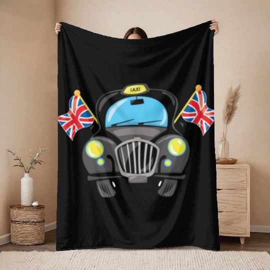 Taxi Hackney the black cab in London Throw Blankets