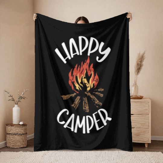 Camping Camper Present Nature Lover Van Throw Blankets
