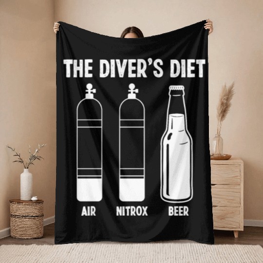 Scuba Diving The Divers Diet Snorkeling Diver Throw Blankets