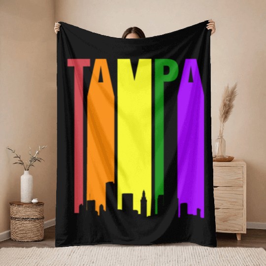 Tampa Florida Gay Pride Rainbow Throw Blankets