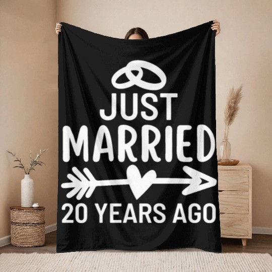 Just Married 20 Years Ago Wedding Anniversary Throw Blankets