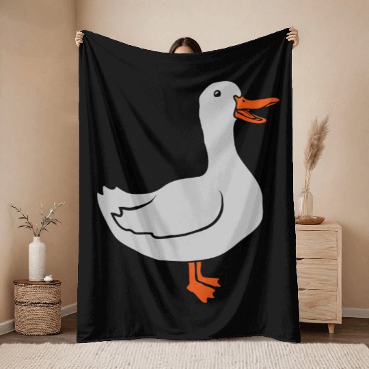 Cartoon bird cute goose Throw Blankets