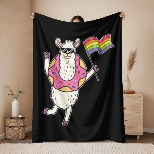 LGBT Rainbow Funny Llama Gay Pride Lesbian Gift Throw Blankets