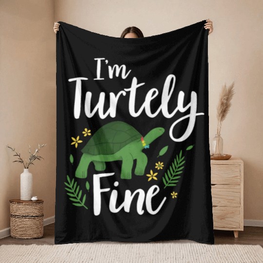 Turtle Relaxed Chilling Sea Ocean Beach Throw Blankets