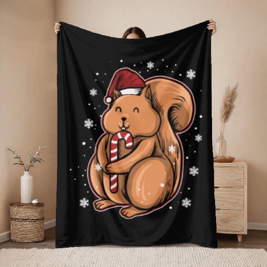Christmas Ugly Christmas Xmas Squirrel Throw Blankets