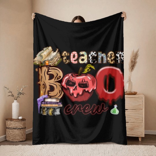 Funny Teacher Boo Crew Ghost Teacher Halloween Throw Blankets