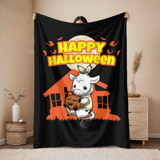 Happy Halloween Scary Funny Hallow's Eve Costume Throw Blankets