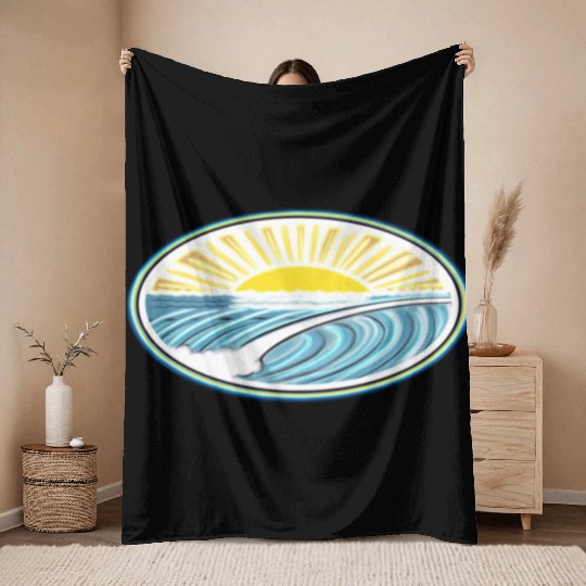 Surf Sunrise Oval Throw Blankets