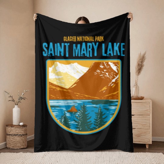 Saint Mary Lake Glacier National Park Throw Blankets