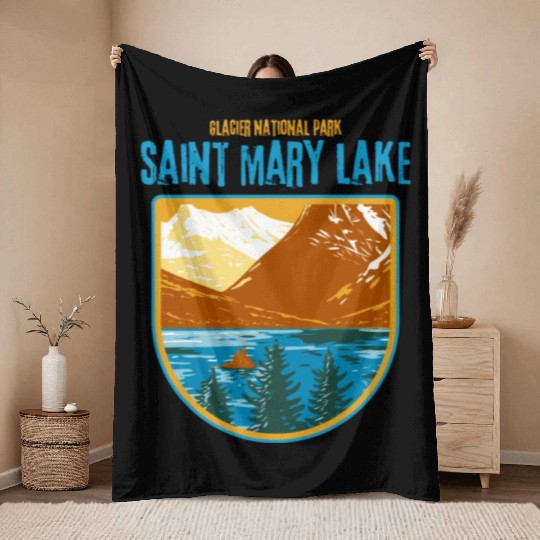Saint Mary Lake Glacier National Park Throw Blankets