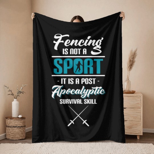 Fencing Sport Sword Sword Fight Fencing Coach Throw Blankets