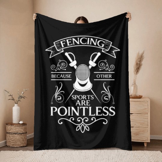 Fencing Sport Fencer Fighter Foil Throw Blankets