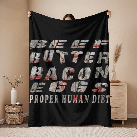 Beef Butter Bacon Eggs Reclaim Barn Wood Carnivore Throw Blankets