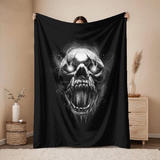 Skull Scream Throw Blankets