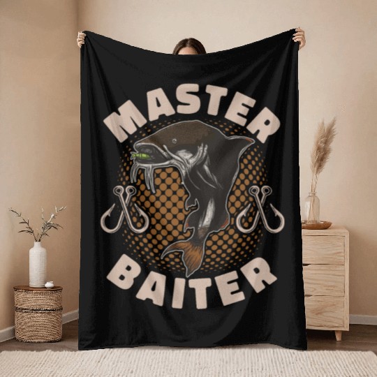 Master Baiter - Wels Catfish Hunter Throw Blankets
