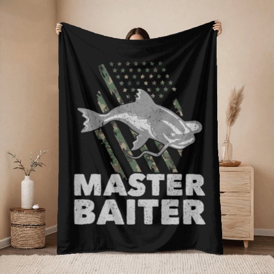 Master Baiter - Wels Catfish Hunter Throw Blankets