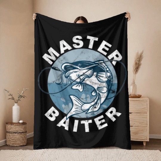 Master Baiter - Wels Catfish Hunter Throw Blankets