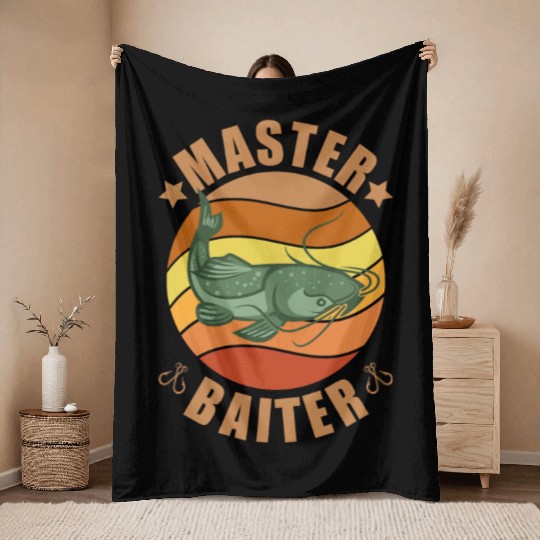 Master Baiter - Wels Catfish Hunter Throw Blankets