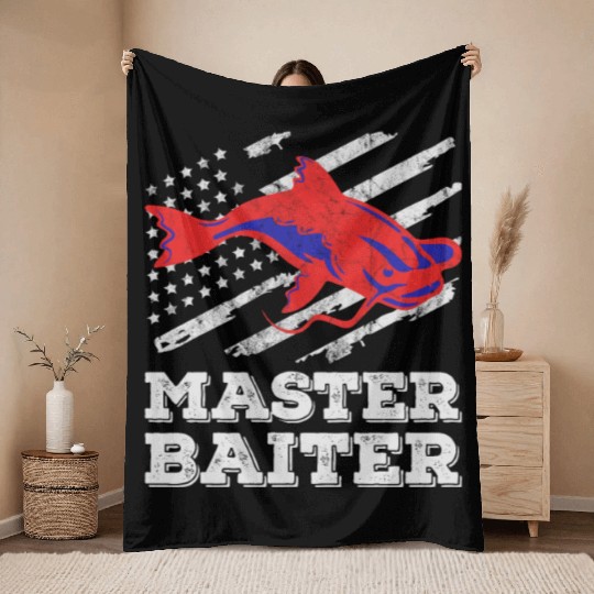 Master Baiter - Wels Catfish Hunter Throw Blankets