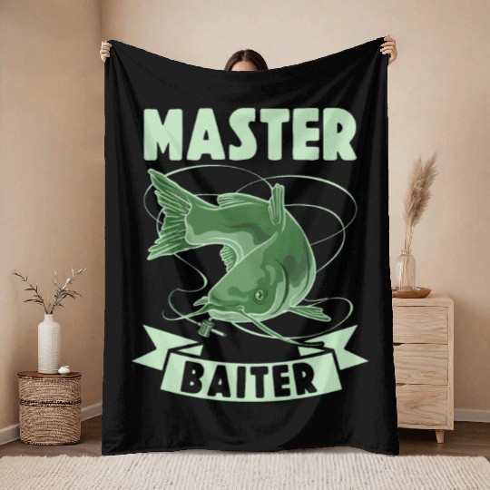 Master Baiter - Wels Catfish Hunter Throw Blankets
