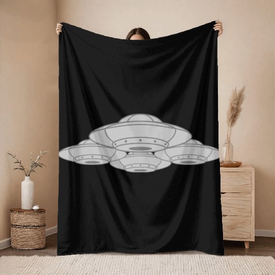 Many UFOs squadron composite Throw Blankets
