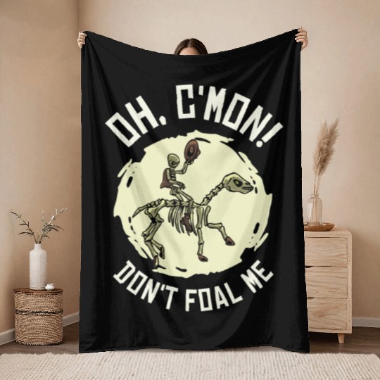 Halloween Cowboy Skeleton Foal Horse Riding Throw Blankets