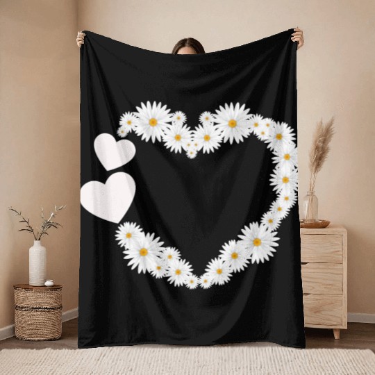 Daisy Flower Heart Women Gardener Wildflower Throw Blankets