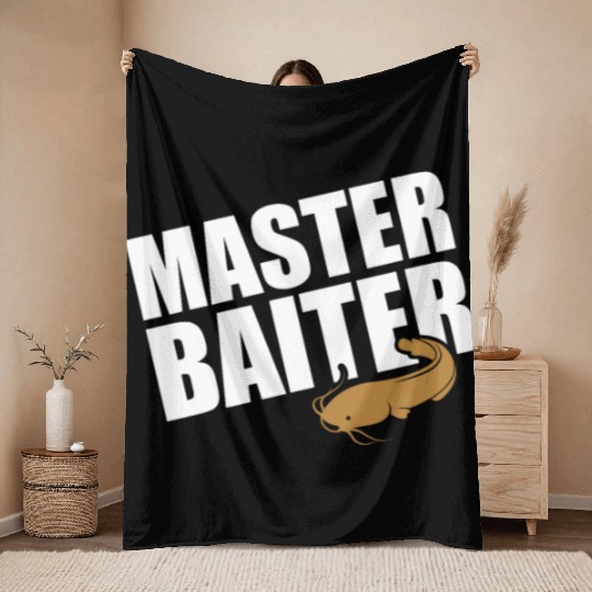 Master Baiter - Wels Catfish Hunter Throw Blankets