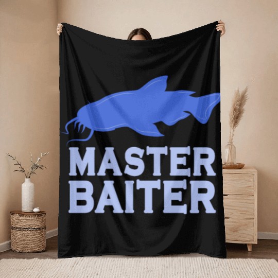 Master Baiter - Wels Catfish Hunter Throw Blankets