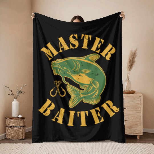Master Baiter - Wels Catfish Hunter Throw Blankets