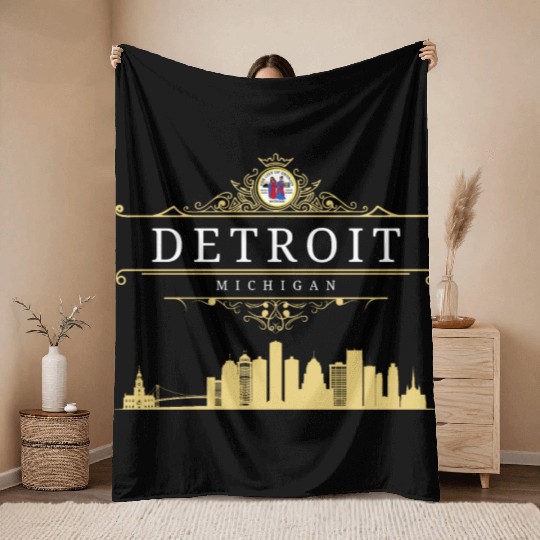 Detroit Michigan Throw Blankets