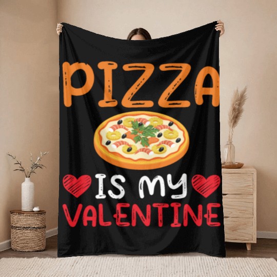 Valentine Day Pizza Gift Throw Blankets