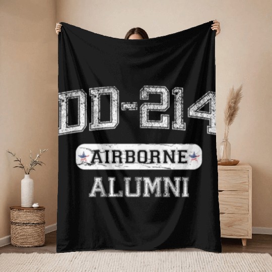 DD-214 US Airborne Alumni Throw Blankets