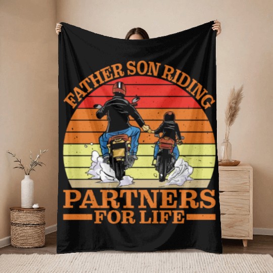 Father Son, Riding Partners For Life 4 Throw Blankets