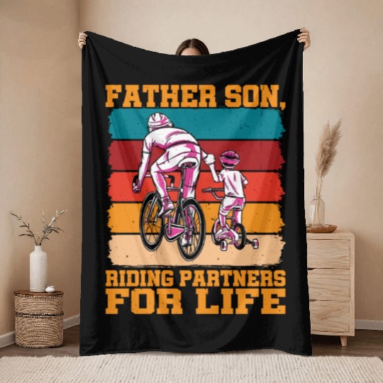 Father Son, Riding Partners For Life Throw Blankets