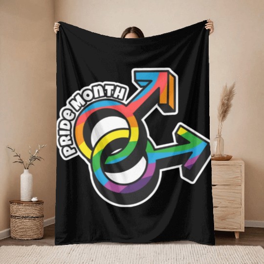 Pride Month LGBTQ Sticker Throw Blankets