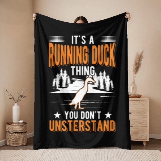 It's A Running Duck Thing Throw Blankets