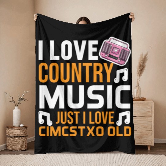 I love Country Music Throw Blankets