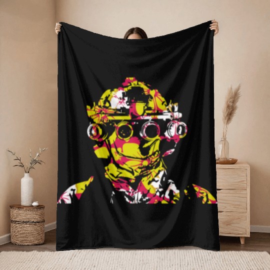 Tropical Gun Lover Firearm Beach Hawaiian Operator Throw Blankets