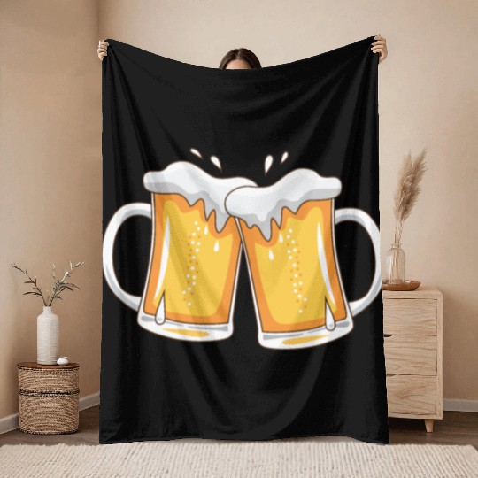 two mugs of beer Throw Blankets