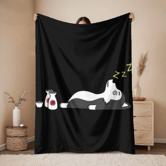 Husky Sake Drunk Throw Blankets