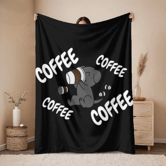Great Dane Drinking Coffee Throw Blankets