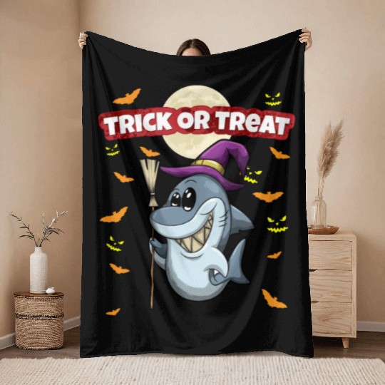 Trick Or Treat Scary Creepy Halloween Monster Throw Blankets