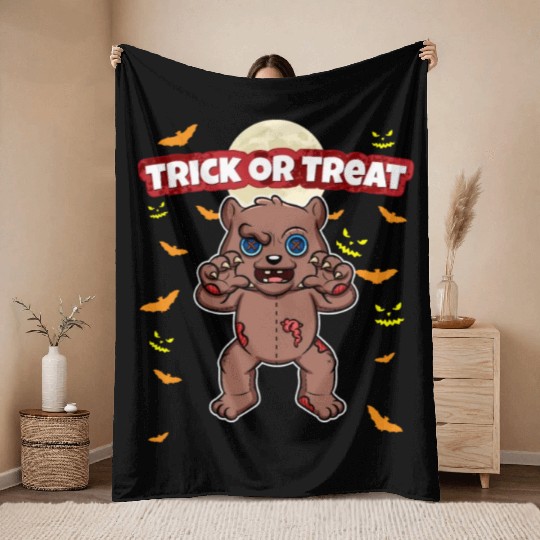 Trick Or Treat Scary Creepy Halloween Monster Throw Blankets