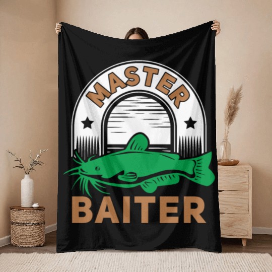 Master Baiter - Wels Catfish Hunter Throw Blankets